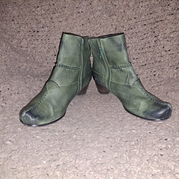 CANAL GRANDE-France-Beate Noce Ankleboot-Forest Green Leather-Side Zip-Sz 39-NM - Picture 4 of 8
